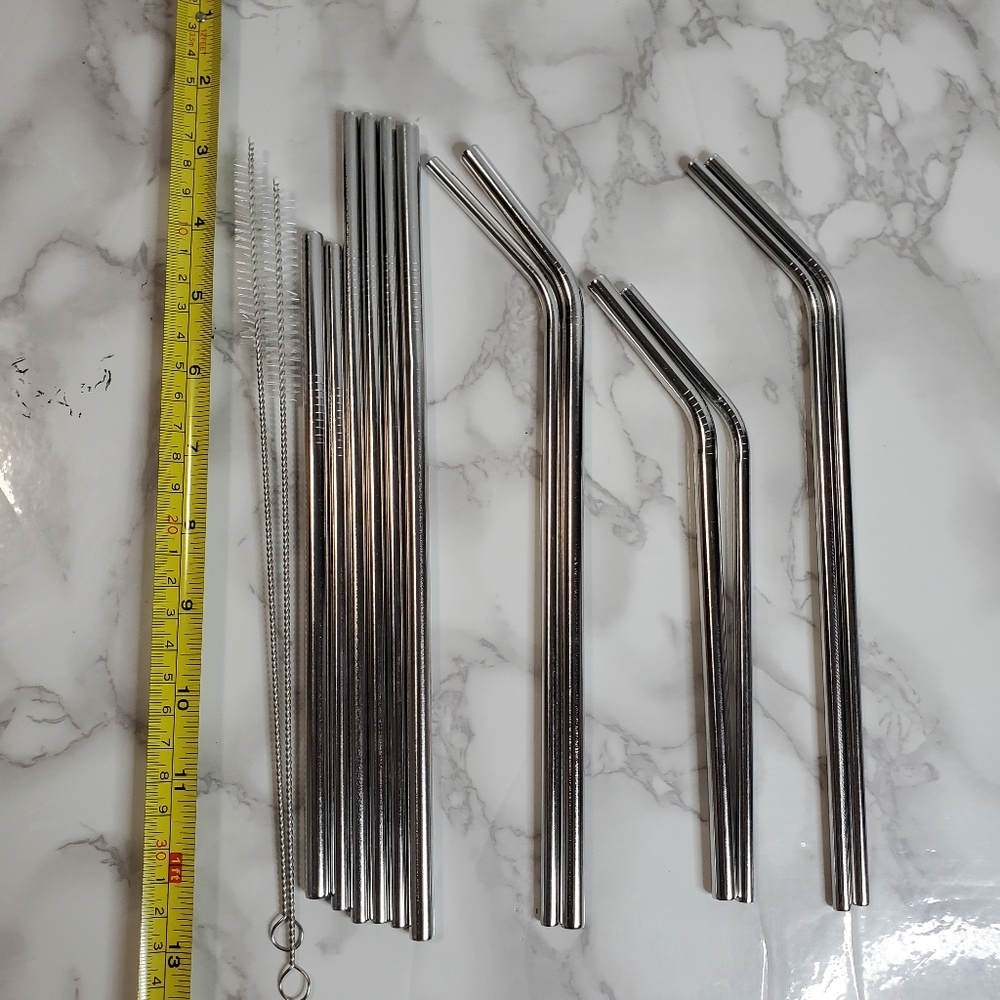 Stainless Steel Reusable Straw Set Of 12